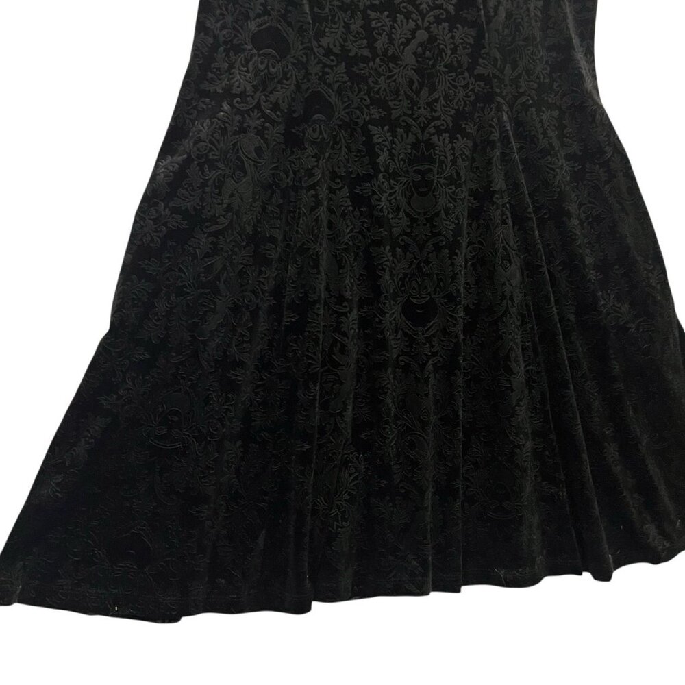 Disney Villains Black Velvet Dress Size 20 Damask Embossed Punk Gothic Grunge - Picture 13 of 15